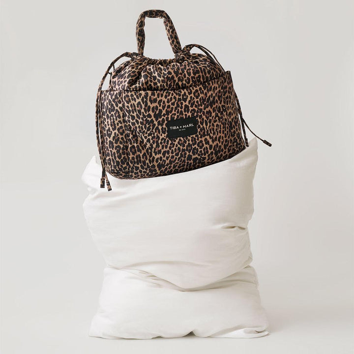 TIBA + MARL Luna Drawstring Tote Changing Bag - Leopard-Changing Bags-Leopard- | Natural Baby Shower