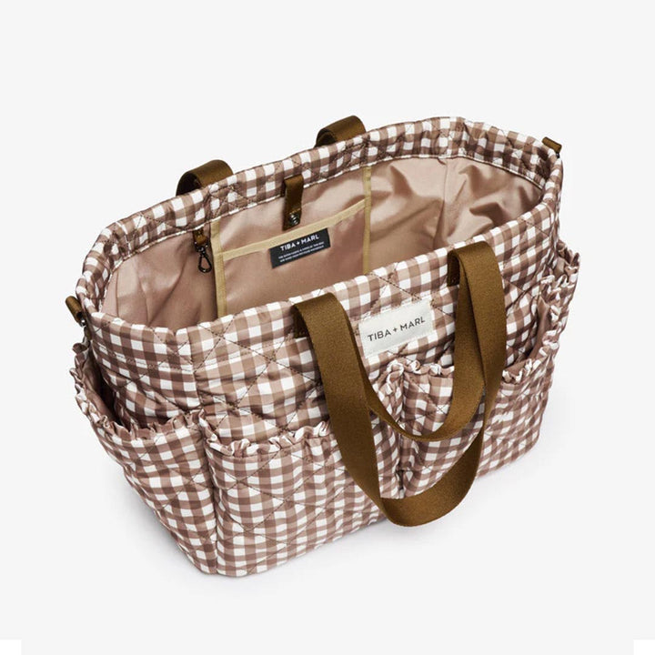 TIBA + MARL Pocket Changing Tote - Brown Gingham-Changing Bags- | Natural Baby Shower