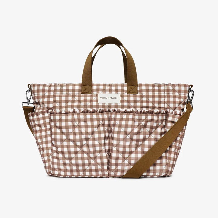 TIBA + MARL Pocket Changing Tote - Brown Gingham-Changing Bags- | Natural Baby Shower