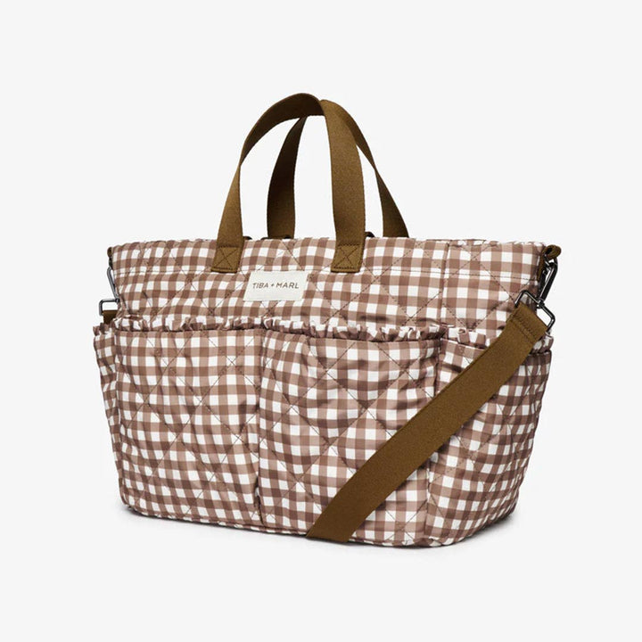 TIBA + MARL Pocket Changing Tote - Brown Gingham-Changing Bags- | Natural Baby Shower