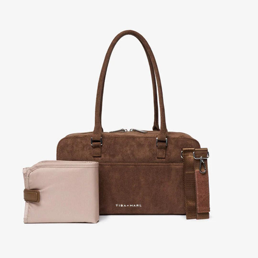TIBA + MARL Riley - Brown Faux Suede-Changing Bags-Brown Faux Suede- | Natural Baby Shower