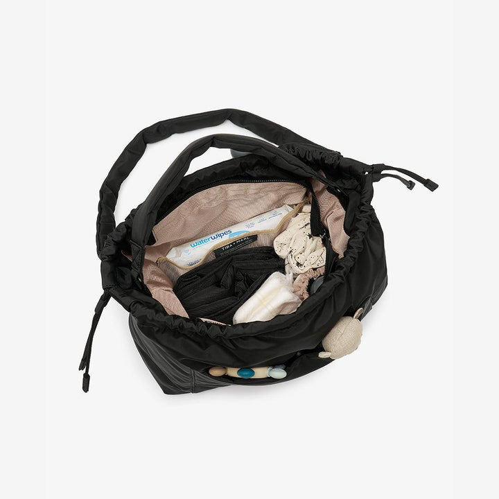 TIBA + MARL Luna Drawstring Tote Changing Bag - Black-Changing Bags-Black- | Natural Baby Shower