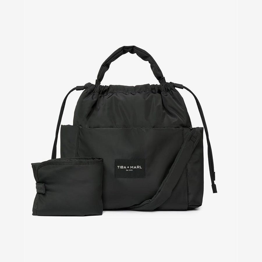 TIBA + MARL Luna Drawstring Tote Changing Bag - Black-Changing Bags-Black- | Natural Baby Shower