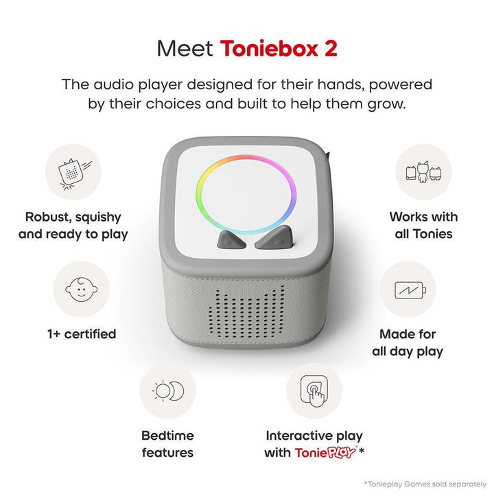 Tonies Toniebox 2 Starter Set with Creative Tonie Rubie - Grey-Audio Players-Grey- | Natural Baby Shower