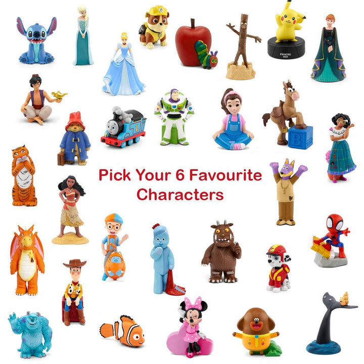 Tonies 6 Character Bundle | Build Your Own-Audio Player Cards + Characters- | Natural Baby Shower