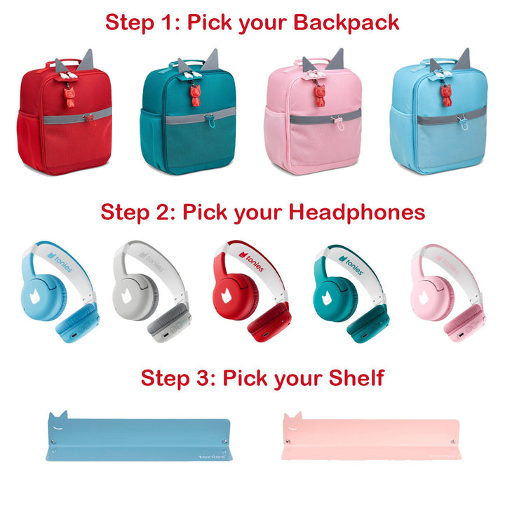 Tonies Accessory Bundle | Build Your Own | Backpack + Headphones + Wall Shelf