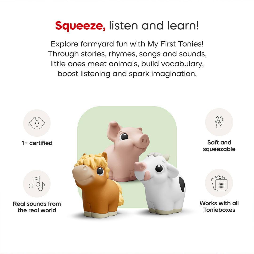 My First Tonies Farm Set - Cow, Pig, Horse-Audio Player Cards + Characters- | Natural Baby Shower