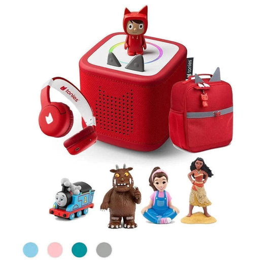 Tonies Toniebox 2 Build Your Own Bundle | 4 Tonies + Creative + Headphones + Backpack-Audio Players- | Natural Baby Shower