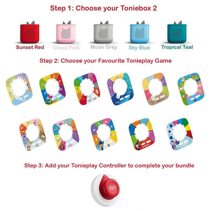 Tonies Toniebox 2 Build Your Own Bundle | Tonieplay Controller + Game + Creative-Audio Players- | Natural Baby Shower