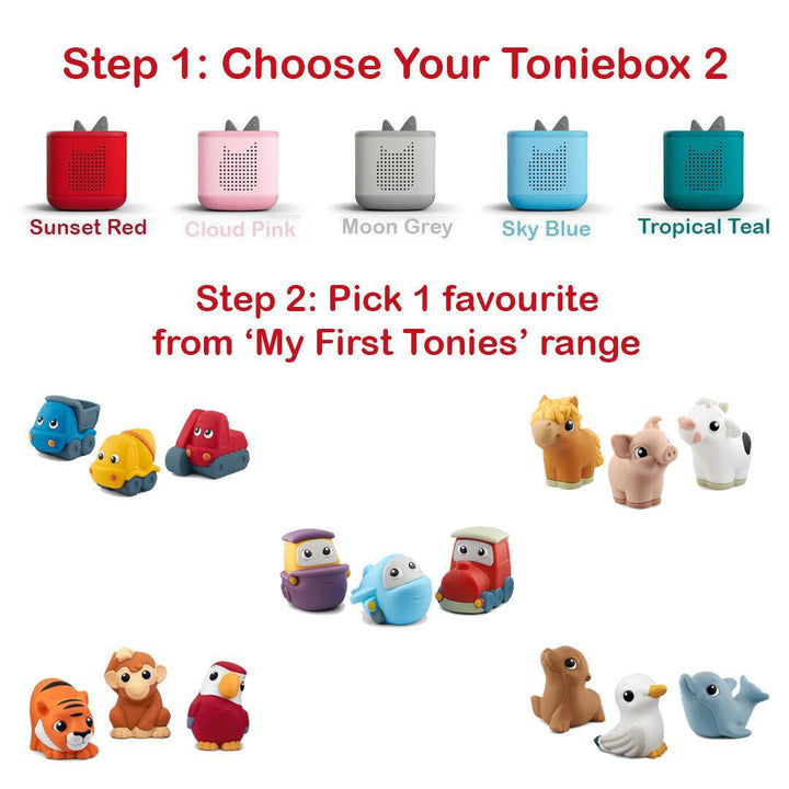 Tonies Toniebox 2 Build Your Own Bundle | My First Tonies + Creative-Audio Players- | Natural Baby Shower