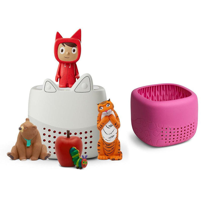 Tonies Toniebox Lite Bundle - Story Time Favourites (4pc)-Audio Players-With Berry Pink Lite Cover- | Natural Baby Shower