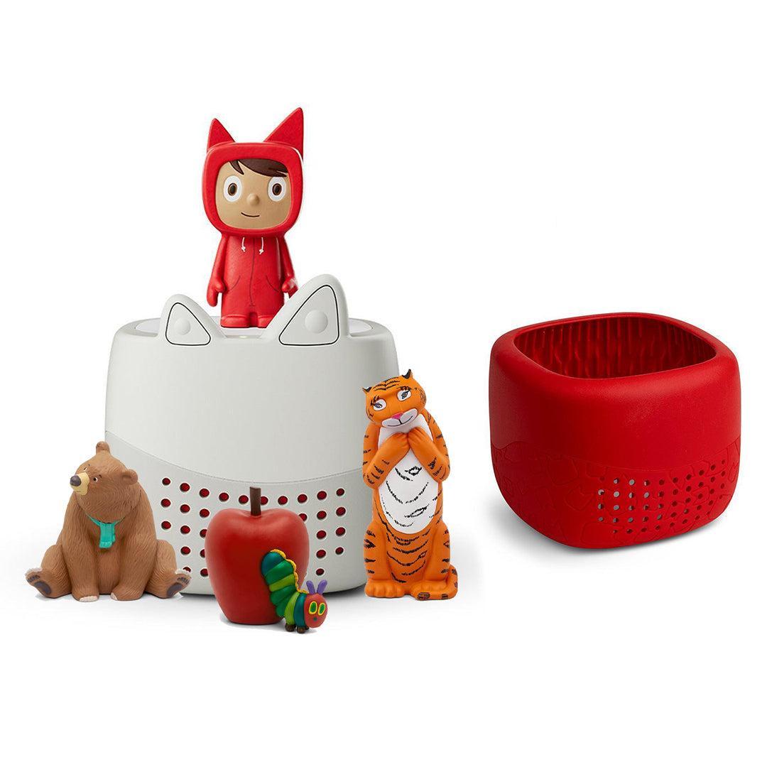 Tonies Toniebox Lite Bundle - Story Time Favourites (4pc)-Audio Players-With Sunset Red Lite Cover- | Natural Baby Shower