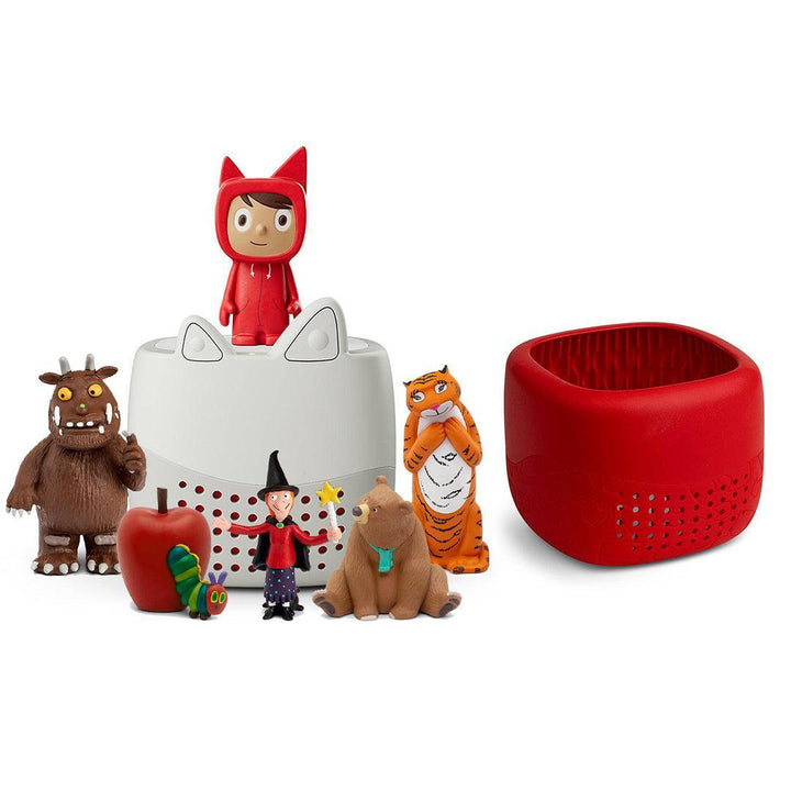 Tonies Toniebox Lite Bundle - Story Time Favourites (6pc)-Audio Players-With Sunset Red Lite Cover- | Natural Baby Shower