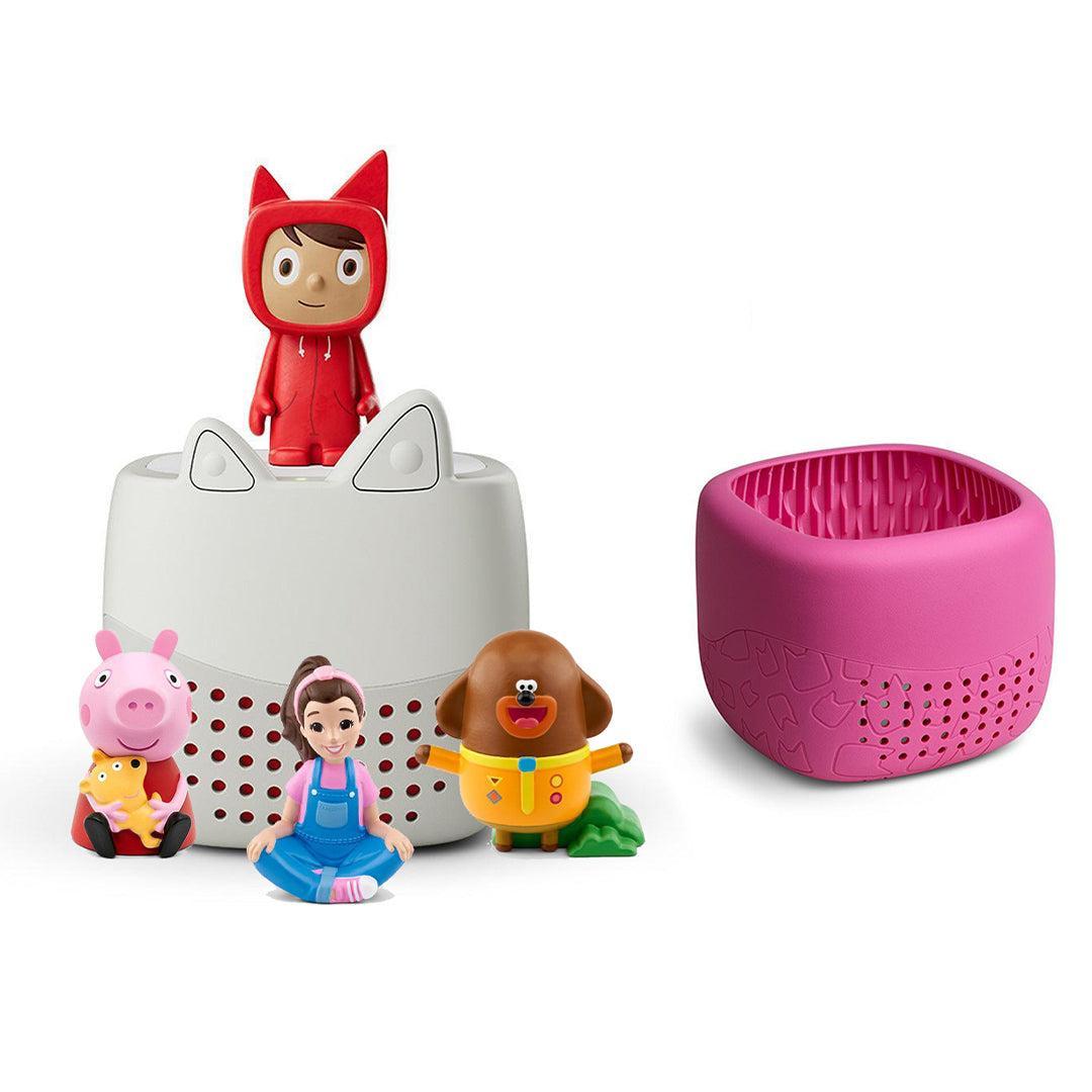 Tonies Toniebox Lite Bundle - Toddler Favourites (4pc)-Audio Players-With Berry Pink Lite Cover- | Natural Baby Shower