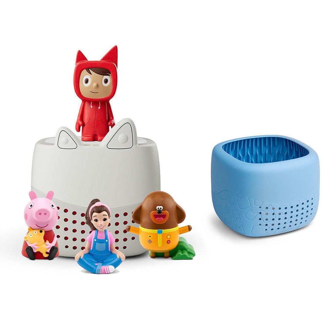 Tonies Toniebox Lite Bundle - Toddler Favourites (4pc)-Audio Players-With Arctic Blue Lite Cover- | Natural Baby Shower