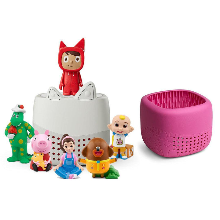 Tonies Toniebox Lite Bundle - Toddler Favourites (6pc)-Audio Players-With Berry Pink Lite Cover- | Natural Baby Shower