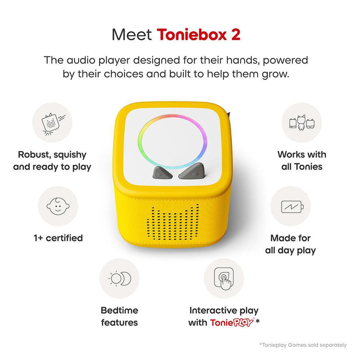Tonies Toniebox 2 Starter Set with Pikachu Tonie - Yellow-Audio Players-Yellow- | Natural Baby Shower