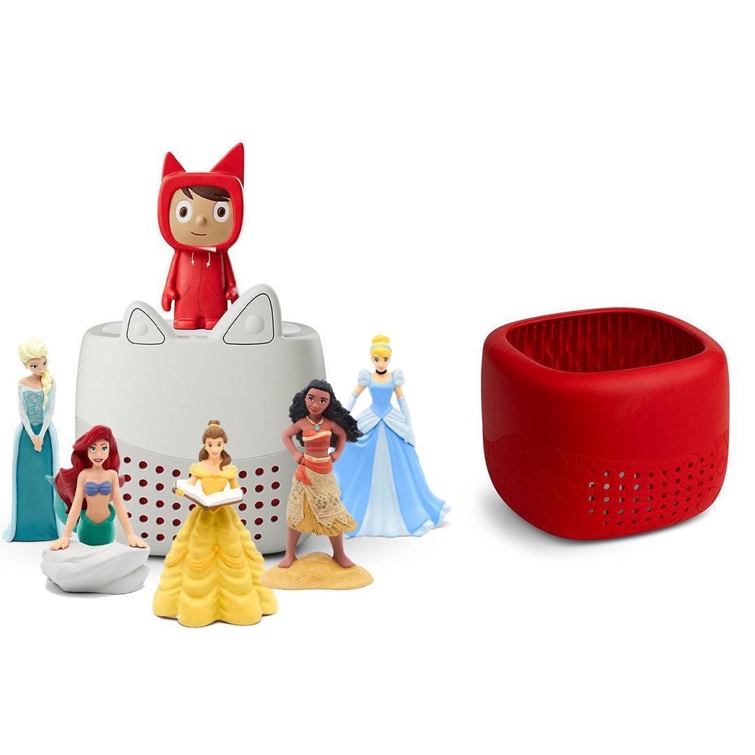 Tonies Toniebox Lite Bundle - Disney Princess (6pc)-Audio Players-With Sunset Red Lite Cover- | Natural Baby Shower