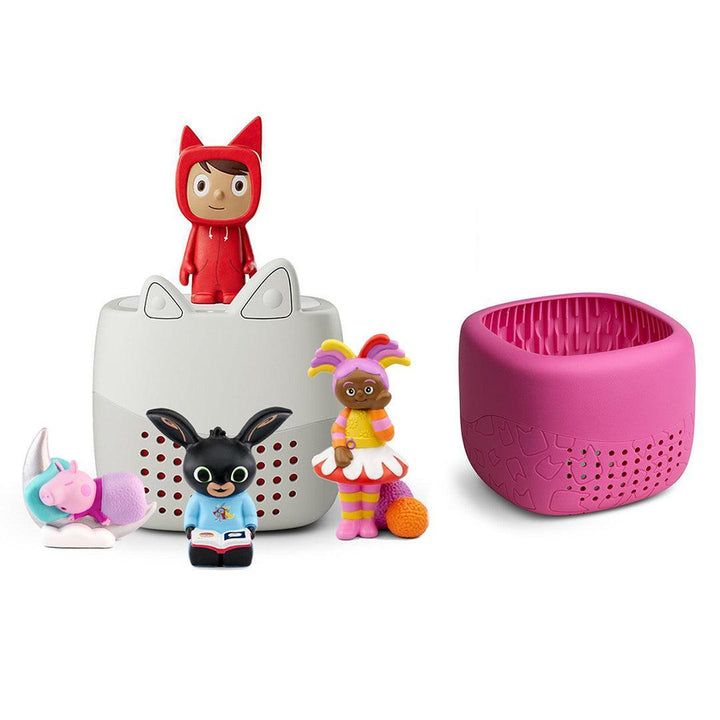 Tonies Toniebox Lite Bundle - Cosy Bedtime Stories (4pc)-Audio Players-With Berry Pink Lite Cover- | Natural Baby Shower