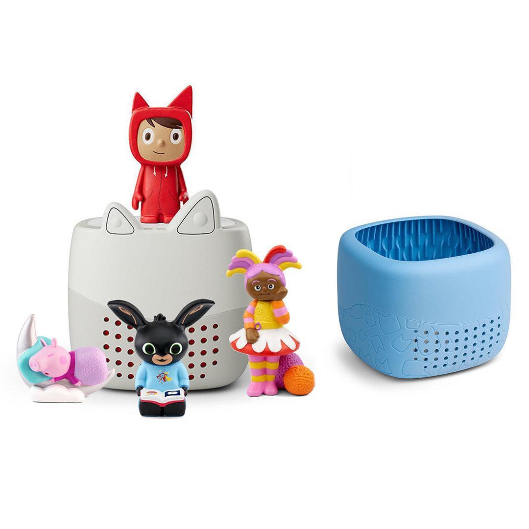 Tonies Toniebox Lite Bundle - Cosy Bedtime Stories (4pc)-Audio Players-With Arctic Blue Lite Cover- | Natural Baby Shower