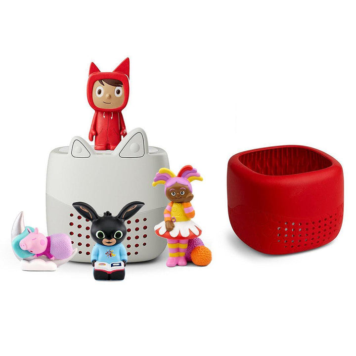 Tonies Toniebox Lite Bundle - Cosy Bedtime Stories (4pc)-Audio Players-With Sunset Red Lite Cover- | Natural Baby Shower
