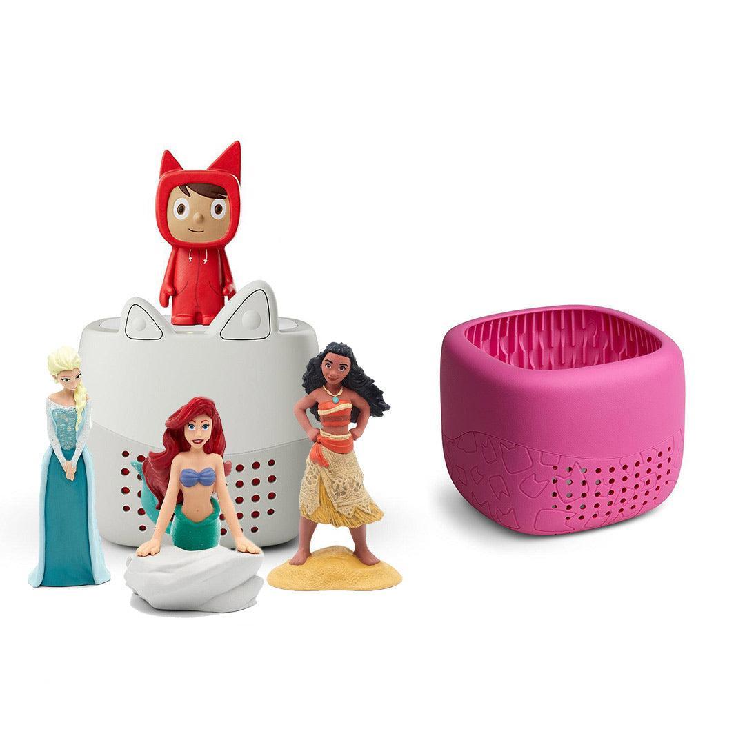 Tonies Toniebox Lite Bundle - Disney Princess (4pc)-Audio Players-With Berry Pink Lite Cover- | Natural Baby Shower