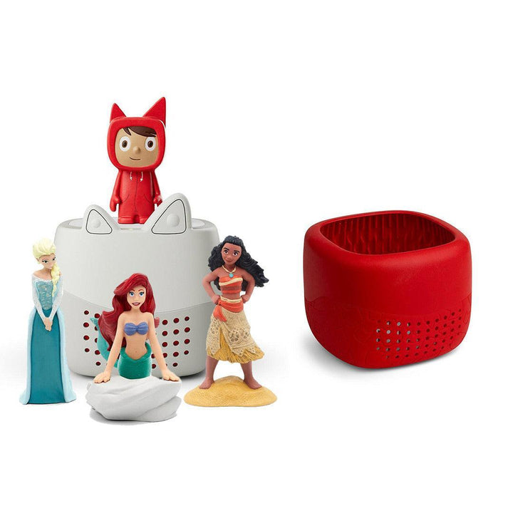 Tonies Toniebox Lite Bundle - Disney Princess (4pc)-Audio Players-With Sunset Red Lite Cover- | Natural Baby Shower