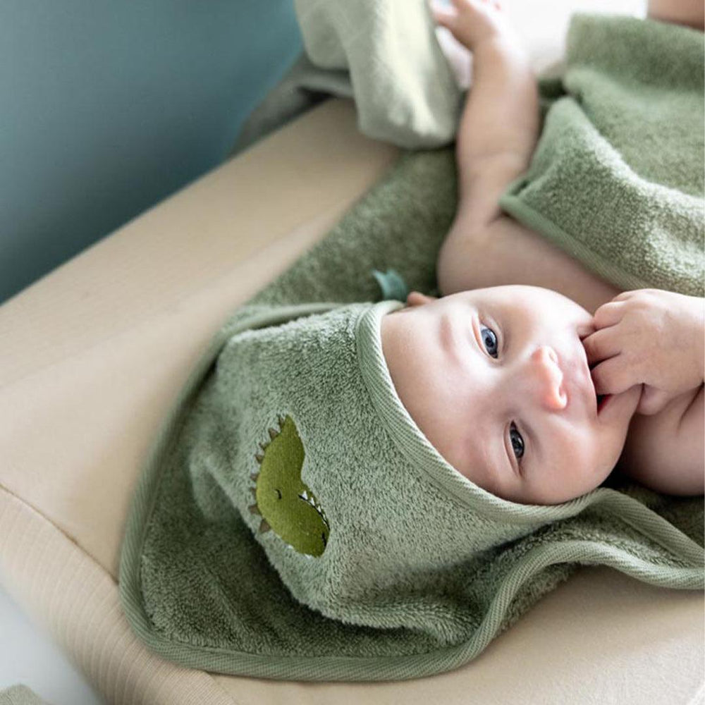 Trixie Hooded Towel - Aura Dino-Bath Towels-Aura Dino-75x75cm | Natural Baby Shower