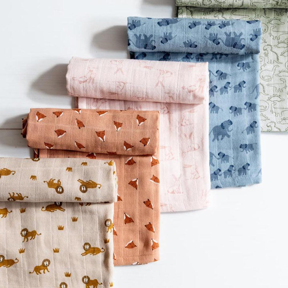Trixie Muslin Cloths 3 Pack Mix - Daring Dino-Muslin Squares-Daring Dino-55x55cm | Natural Baby Shower