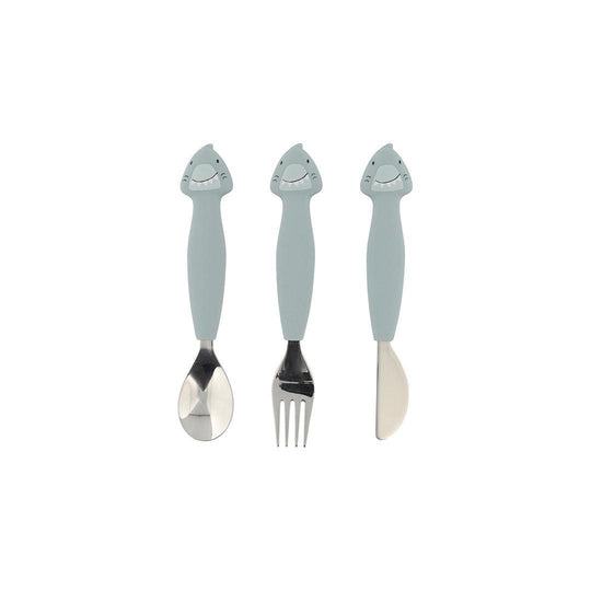 Trixie Silicone Cutlery Set 3 Pack - Mr Shark-Cutlery-Mrs. Elephant- | Natural Baby Shower