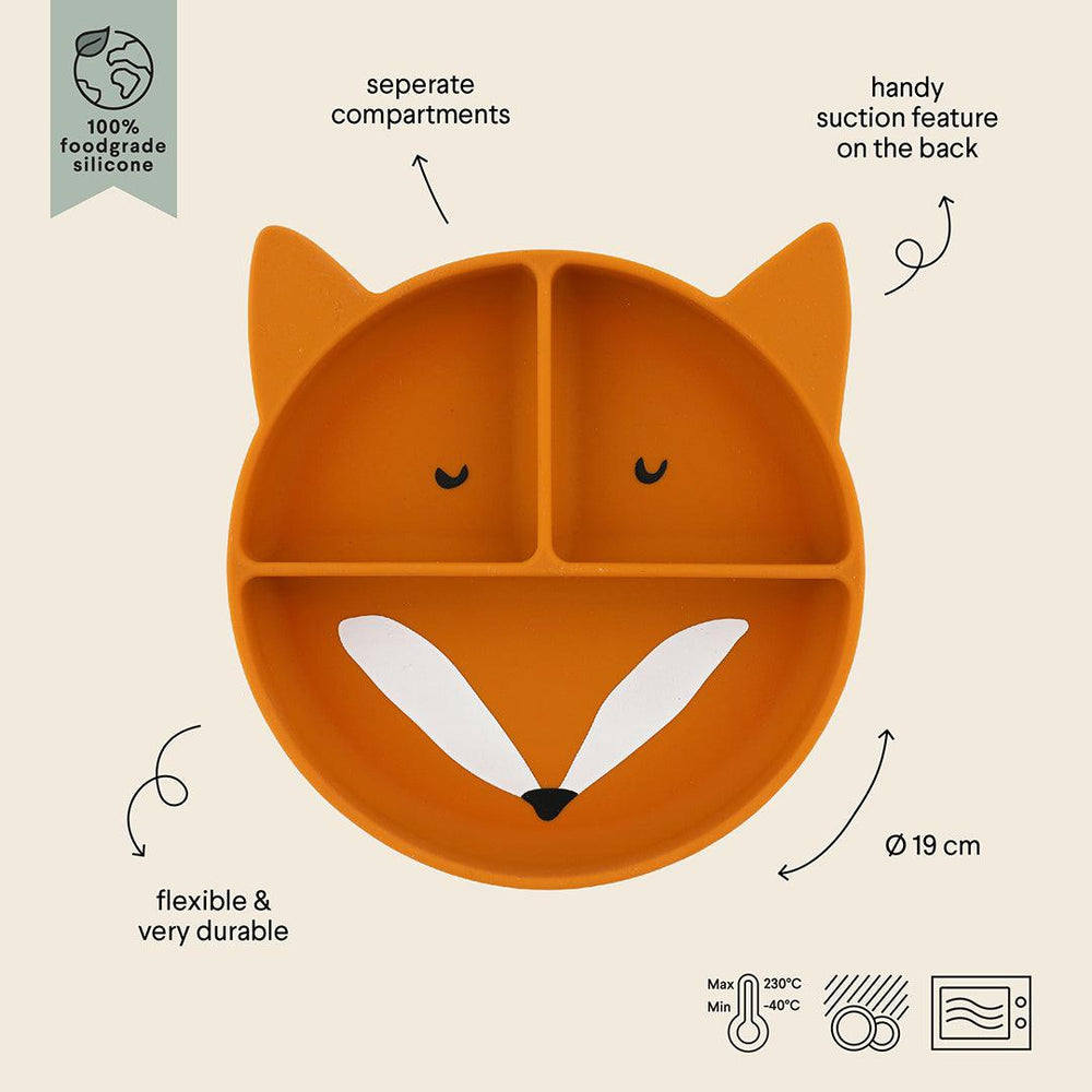 Trixie Silicone Divided Suction Plate - Mr Fox-Plates-Mr Fox- | Natural Baby Shower