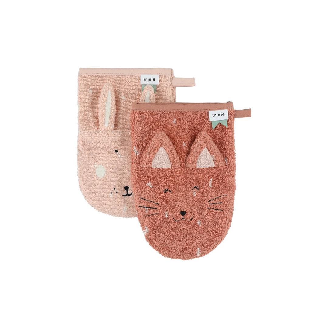 Trixie Washcloths - 2 Pack - Mrs Cat + Mrs Rabbit-Washcloths-Mrs Cat + Mrs Rabbit- | Natural Baby Shower