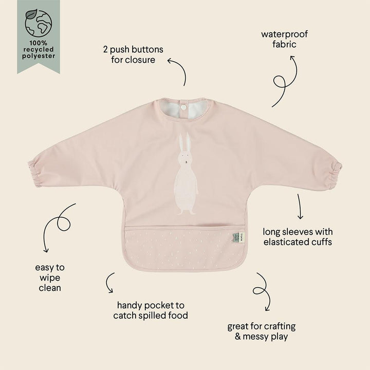Trixie Waterproof Long Sleeve Bib - Mrs. Rabbit-Bibs-Mrs. Rabbit- | Natural Baby Shower