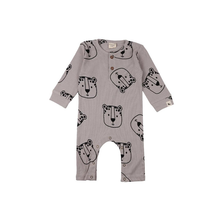 Turtledove London Snow Leopard Playsuit - Grey-Rompers-Grey-0-3m | Natural Baby Shower