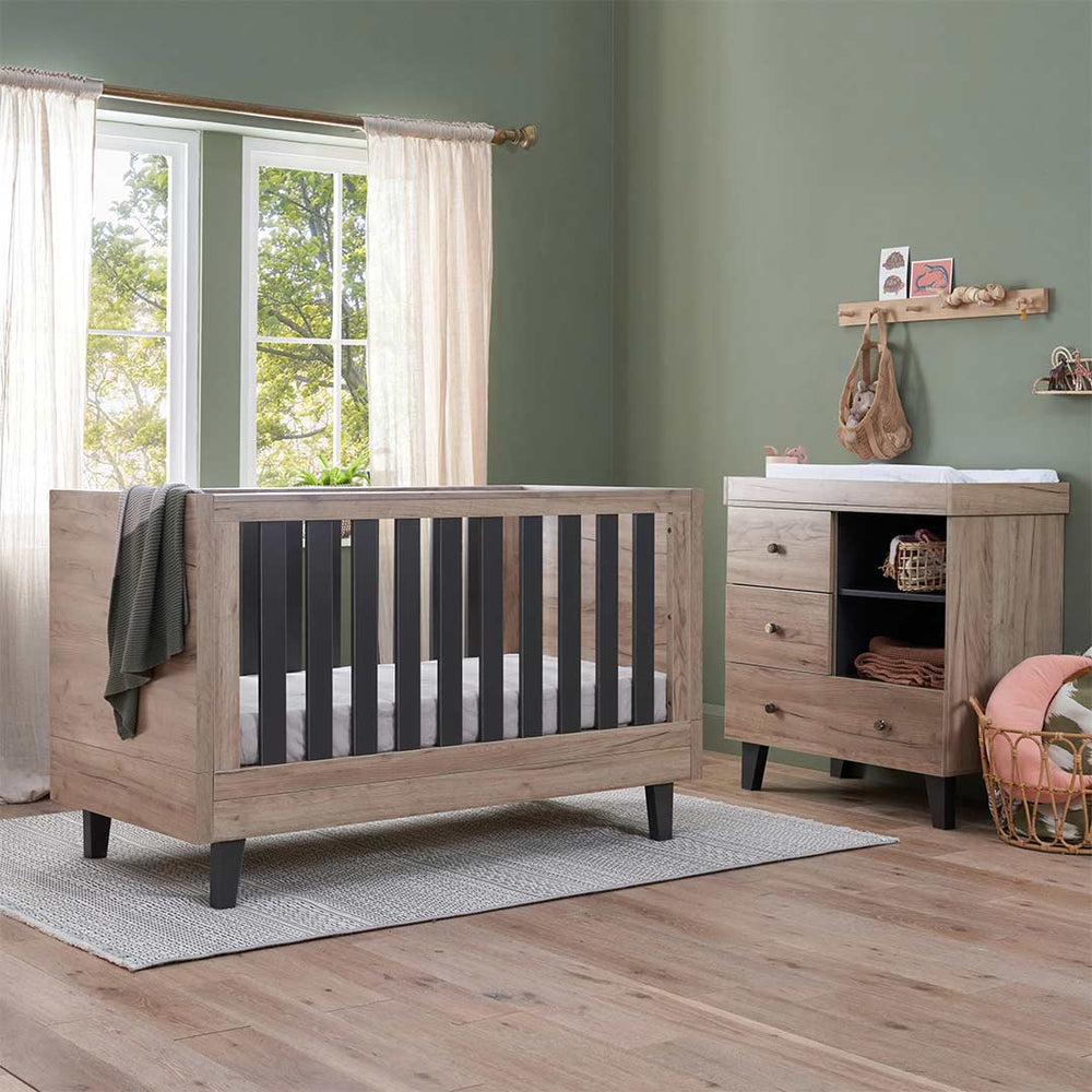 Tutti Bambini Como 2 Piece Room Set - Distressed Oak/Slate Grey-Nursery Sets-Distressed Oak/Slate Grey-No Mattress | Natural Baby Shower