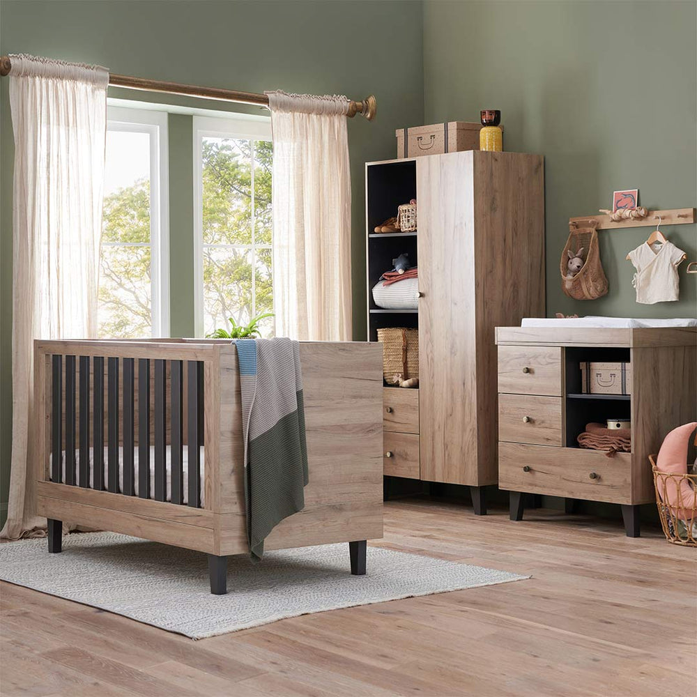 Tutti Bambini Como 3 Piece Room Set - Distressed Oak/Slate Grey-Nursery Sets-Distressed Oak/Slate Grey-No Mattress | Natural Baby Shower