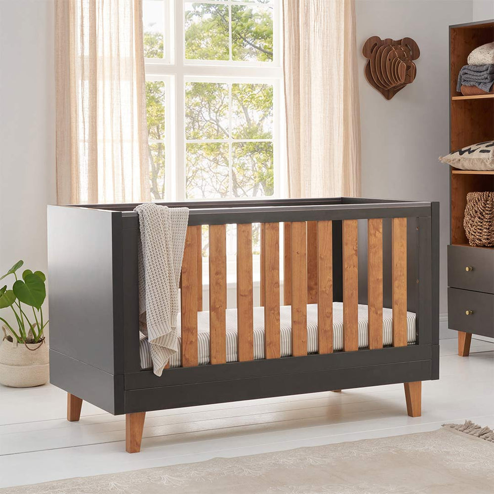 Tutti Bambini Como Cot Bed - Slate Grey/Rosewood-Cot Beds-Slate Grey/Rosewood-No Mattress | Natural Baby Shower