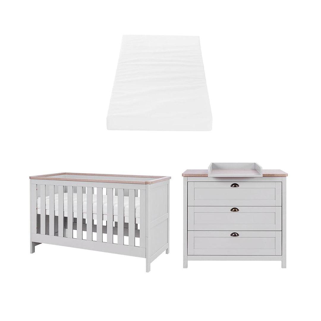 Tutti Bambini Verona 2 Piece Room Set - Dove Grey/Oak-Nursery Sets-Dove Grey/Oak-Eco Fibre Deluxe Cot Bed Mattress | Natural Baby Shower