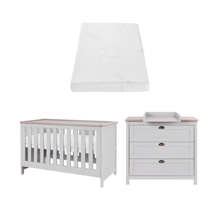 Tutti Bambini Verona 2 Piece Room Set - Dove Grey/Oak-Nursery Sets-Dove Grey/Oak-Natural Coir Fibre Cot Bed Mattress | Natural Baby Shower