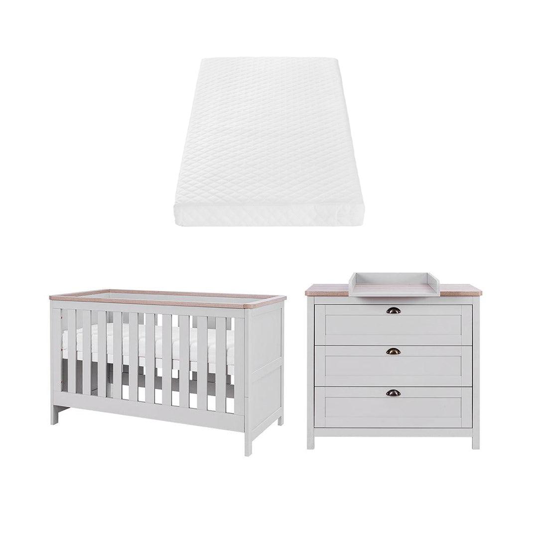 Tutti Bambini Verona 2 Piece Room Set - Dove Grey/Oak-Nursery Sets-Dove Grey/Oak-Pocket Sprung Cot Bed Mattress | Natural Baby Shower