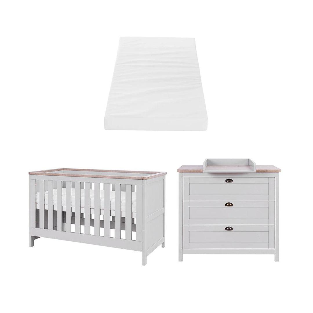 Tutti Bambini Verona 2 Piece Room Set - Dove Grey/Oak-Nursery Sets-Dove Grey/Oak-Polyester Fibre Cot Bed Mattress | Natural Baby Shower