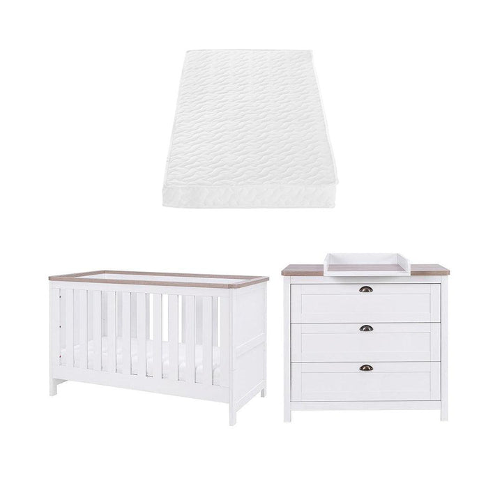 Tutti Bambini Verona 2 Piece Room Set - White/Oak-Nursery Sets-White/Oak-Pocket Sprung Cot Bed Mattress | Natural Baby Shower