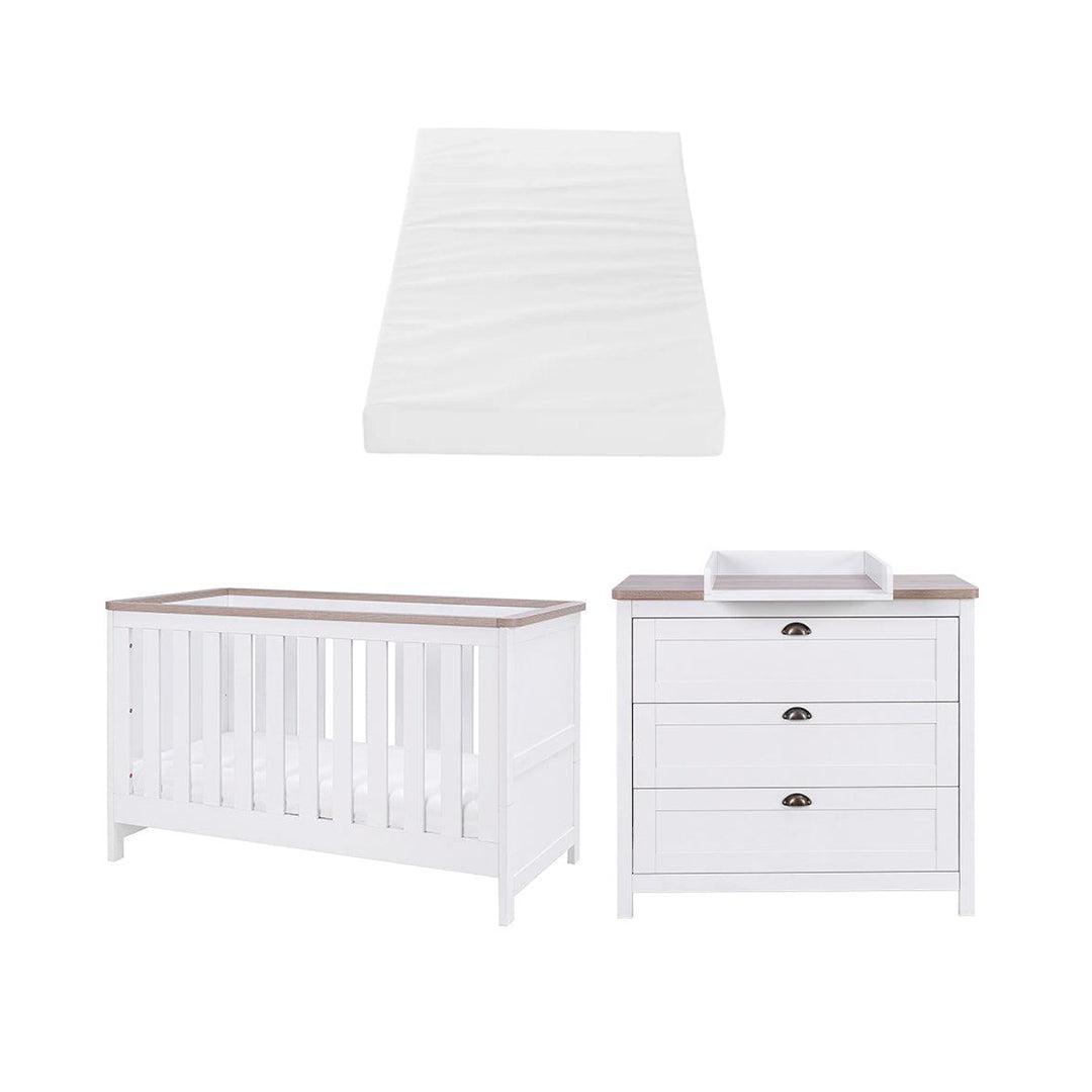 Tutti Bambini Verona 2 Piece Room Set - White/Oak-Nursery Sets-White/Oak-Polyester Fibre Cot Bed Mattress | Natural Baby Shower