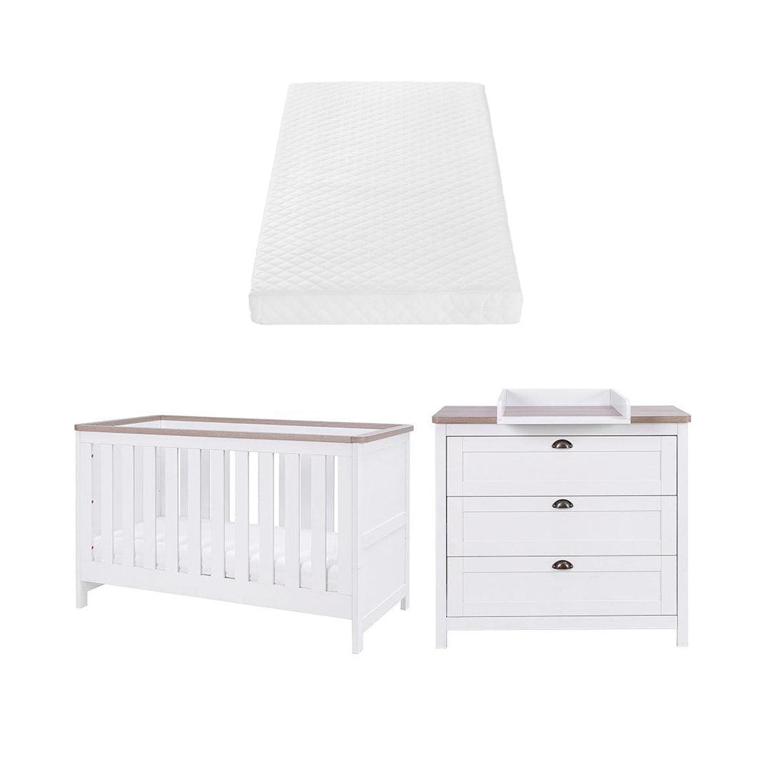 Tutti Bambini Verona 2 Piece Room Set - White/Oak-Nursery Sets-White/Oak-Sprung Cot Bed Mattress | Natural Baby Shower