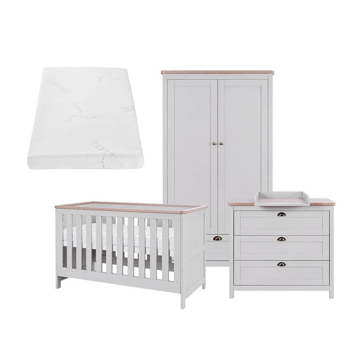 Tutti Bambini Verona 3 Piece Room Set - Dove Grey/Oak-Nursery Sets-Dove Grey/Oak-Natural Coir Fibre Cot Bed Mattress | Natural Baby Shower