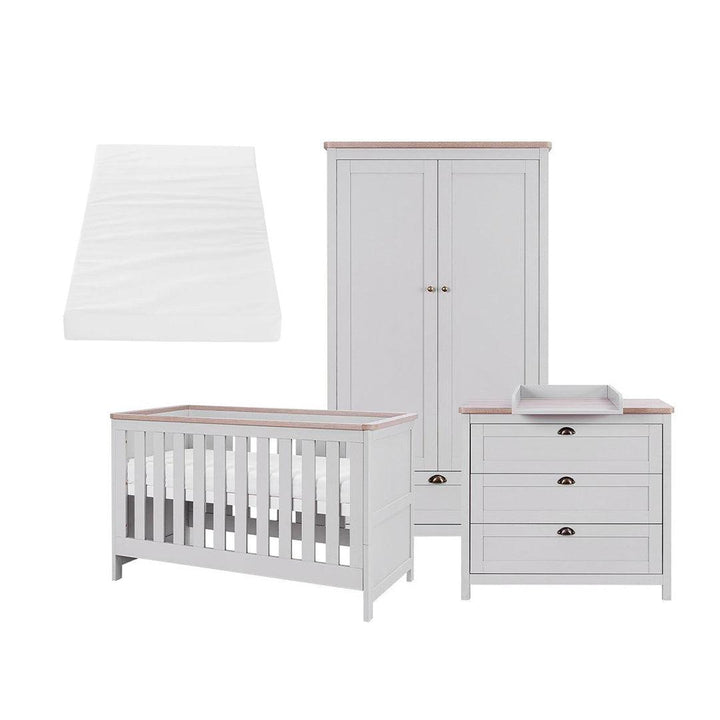 Tutti Bambini Verona 3 Piece Room Set - Dove Grey/Oak-Nursery Sets-Dove Grey/Oak-Polyester Fibre Cot Bed Mattress | Natural Baby Shower