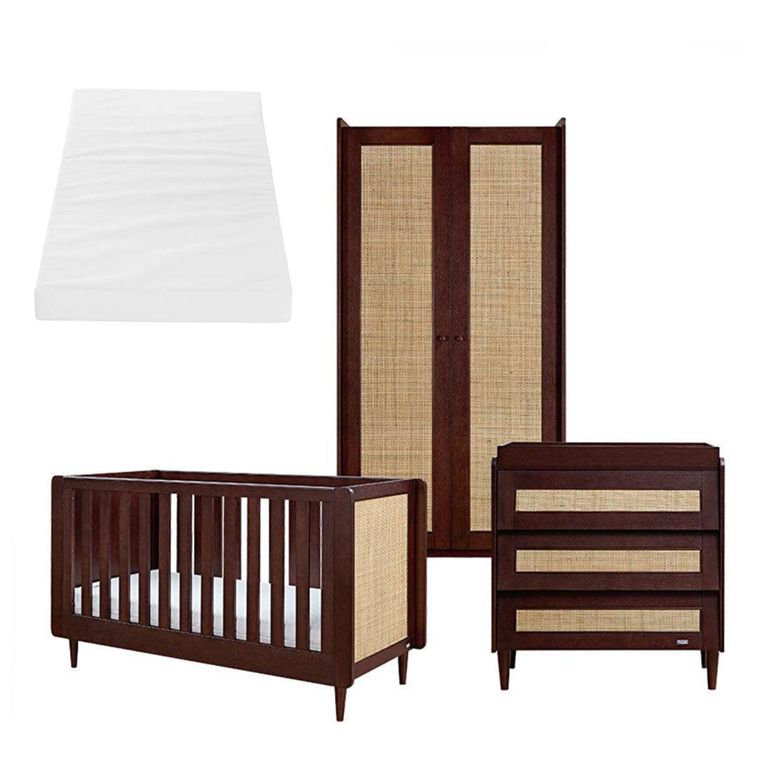 Tutti Bambini Japandi 3 Piece Room Set - Warm Walnut-Nursery Sets-Warm Walnut-Tutti Bambini Polyester Fibre Cot Bed Mattress | Natural Baby Shower