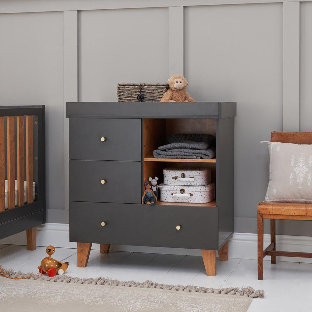 Tutti Bambini Como Chest Changer - Slate Grey/Rosewood-Chests-Slate Grey/Rosewood- | Natural Baby Shower