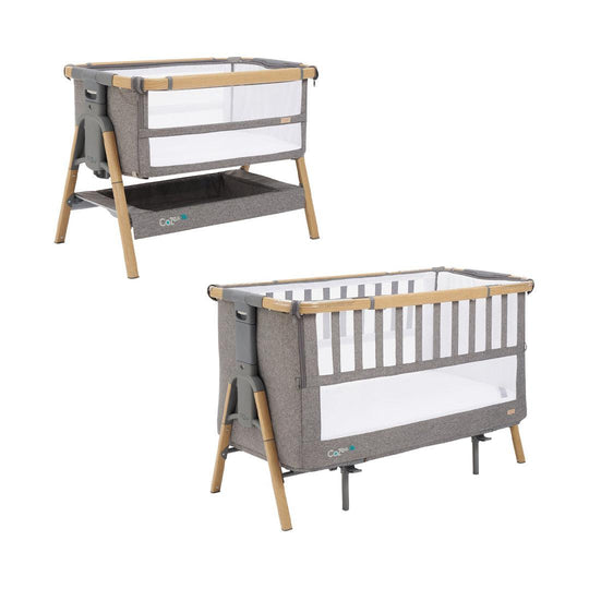 Tutti Bambini CoZee XL Bedside Crib + Cot - Oak / Charcoal-Bedside Cribs-Oak / Charcoal- | Natural Baby Shower