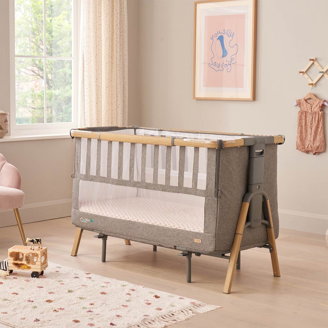 Tutti Bambini CoZee XL Complete Birth To 4+ Years Package - Oak/Charcoal-Bedside Cribs-Oak/Charcoal- | Natural Baby Shower